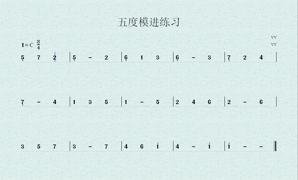 五度模进练习简谱,1 等于 C,四三拍